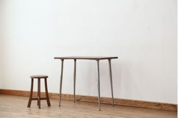アンティーク家具　アンティーク　天板一枚板!古材を使った鉄脚テーブル?(作業台・机)