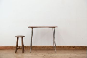 アンティーク家具　アンティーク　天板一枚板!古材を使った鉄脚テーブル?(作業台・机)