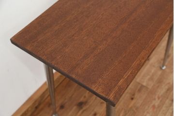 アンティーク家具　アンティーク　天板一枚板!古材を使った鉄脚テーブル?(作業台・机)