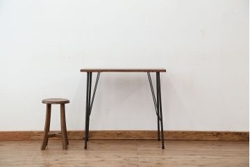 アンティーク家具　アンティーク　天板一枚板!古材を使った鉄脚テーブル?(作業台・机)