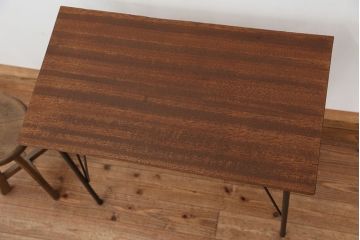 アンティーク家具　アンティーク　天板一枚板!古材を使った鉄脚テーブル?(作業台・机)