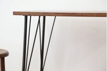 アンティーク家具　アンティーク　天板一枚板!古材を使った鉄脚テーブル?(作業台・机)