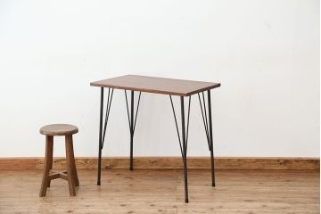 アンティーク家具　アンティーク　天板一枚板!古材を使った鉄脚テーブル?(作業台・机)