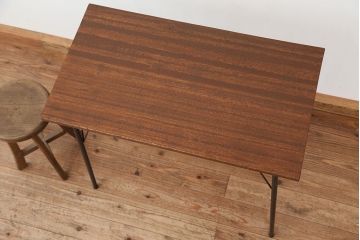 アンティーク家具　アンティーク　天板一枚板!古材を使った鉄脚テーブル?(作業台・机)