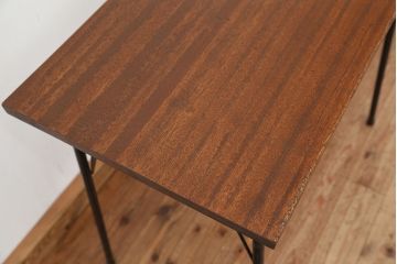 アンティーク家具　アンティーク　天板一枚板!古材を使った鉄脚テーブル?(作業台・机)