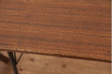 アンティーク家具　アンティーク　天板一枚板!古材を使った鉄脚テーブル?(作業台・机)
