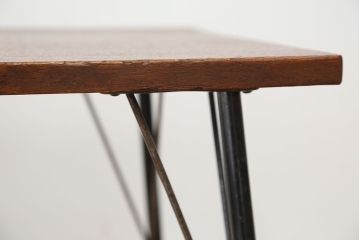 アンティーク家具　アンティーク　天板一枚板!古材を使った鉄脚テーブル?(作業台・机)