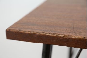 アンティーク家具　アンティーク　天板一枚板!古材を使った鉄脚テーブル?(作業台・机)