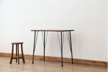 アンティーク家具　アンティーク　天板一枚板!古材を使った鉄脚テーブル(作業台・机)