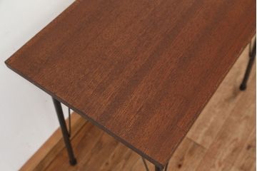 アンティーク家具　アンティーク　天板一枚板!古材を使った鉄脚テーブル(作業台・机)