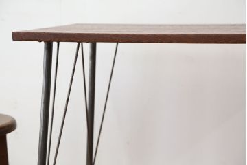 アンティーク家具　アンティーク　天板一枚板!古材を使った鉄脚テーブル(作業台・机)