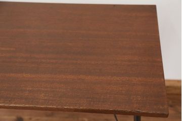 アンティーク家具　アンティーク　天板一枚板!古材を使った鉄脚テーブル(作業台・机)