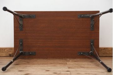 アンティーク家具　アンティーク　天板一枚板!古材を使った鉄脚テーブル(作業台・机)