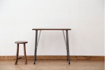 アンティーク家具　アンティーク　天板一枚板!古材を使った鉄脚テーブル(作業台・机)