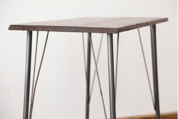 アンティーク家具　アンティーク　天板一枚板!古材を使った鉄脚テーブル(作業台・机)