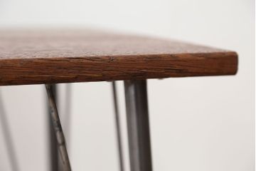 アンティーク家具　アンティーク　天板一枚板!古材を使った鉄脚テーブル(作業台・机)