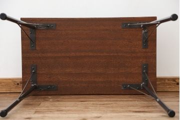 アンティーク家具　アンティーク　天板一枚板!古材を使った鉄脚テーブル(作業台・机)