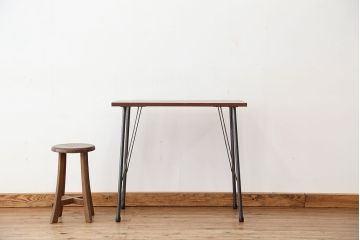 アンティーク家具　アンティーク　天板一枚板!古材を使った鉄脚テーブル(作業台・机)