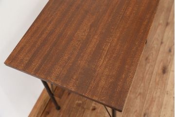 アンティーク家具　アンティーク　天板一枚板!古材を使った鉄脚テーブル(作業台・机)