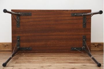 アンティーク家具　アンティーク　天板一枚板!古材を使った鉄脚テーブル(作業台・机)