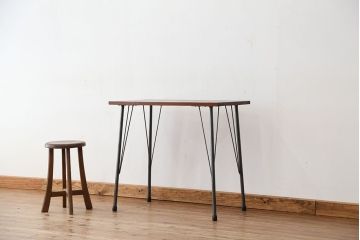 アンティーク家具　アンティーク　天板一枚板!古材を使った鉄脚テーブル(作業台・机)