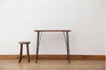 アンティーク家具　アンティーク　天板一枚板!古材を使った鉄脚テーブル(作業台・机)