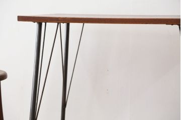 アンティーク家具　アンティーク　天板一枚板!古材を使った鉄脚テーブル(作業台・机)