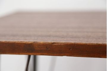 アンティーク家具　アンティーク　天板一枚板!古材を使った鉄脚テーブル(作業台・机)