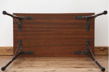 アンティーク家具　アンティーク　天板一枚板!古材を使った鉄脚テーブル(作業台・机)