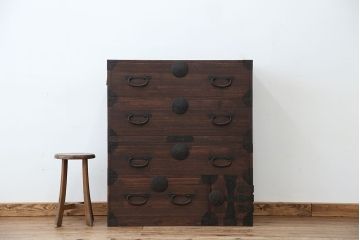 アンティーク家具　☆古民具・骨董　古いお家の二段重ね時代箪笥