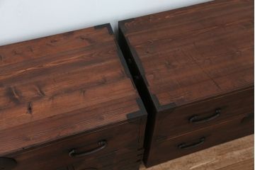 アンティーク家具　☆古民具・骨董　古いお家の二段重ね時代箪笥