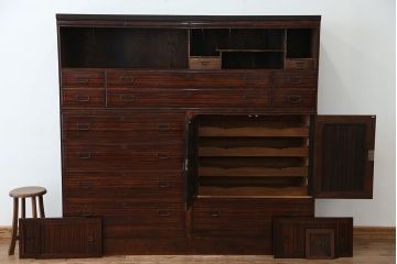 アンティーク家具　アンティーク　最高級品　特別注文造り　前面縞黒檀大型時代箪笥
