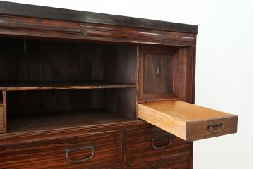 アンティーク家具　アンティーク　最高級品　特別注文造り　前面縞黒檀大型時代箪笥