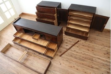 アンティーク家具　アンティーク　最高級品　特別注文造り　前面縞黒檀大型時代箪笥