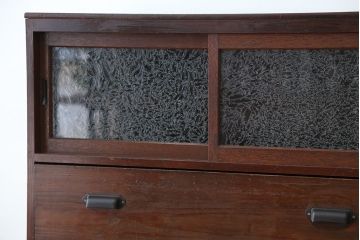 アンティーク家具　アンティーク　古い木の脚付きチェスト(タンス)