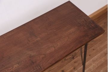 アンティーク家具　☆アンテイーク　古い木の鉄脚テーブル?(作業台)