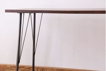 アンティーク家具　☆アンテイーク　古い木の鉄脚テーブル?(作業台)