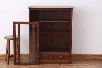 アンティーク家具　アンティーク　古い栓材のシンプルなアンティーク収納棚(飾り棚)