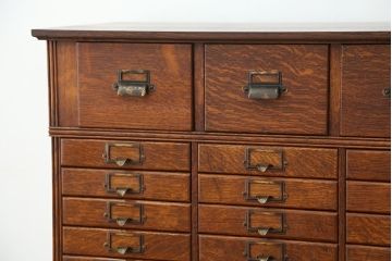 アンティーク家具　イギリスアンティーク　オーク材のライブラリーカードケース(ドロワー、引き出し、図書館、図書室)