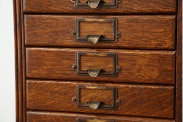 アンティーク家具　イギリスアンティーク　オーク材のライブラリーカードケース(ドロワー、引き出し、図書館、図書室)