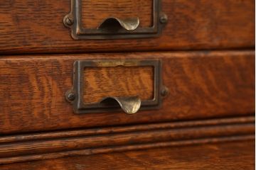 アンティーク家具　イギリスアンティーク　オーク材のライブラリーカードケース(ドロワー、引き出し、図書館、図書室)