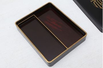 アンティーク雑貨　大正〜昭和初期  黒漆の木製硯箱(文箱)