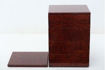 アンティーク雑貨　大正期!古い欅の四段重箱(漆器)