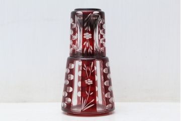 アンティーク雑貨　戦前!古い切子ガラス水差しコップ(グラス)