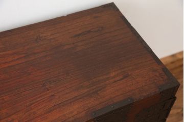 アンティーク家具　古民具・骨董　鉄脚の観音開き時代箪笥ローボード(ローチェスト)