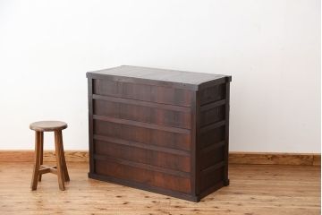 アンティーク家具　古民具・骨董　古い欅材の越後帳場箪笥(銭戸棚)