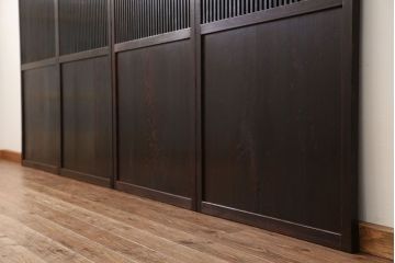古民具・骨董　明治〜大正期　古い木のアンティーク格子戸4枚セット