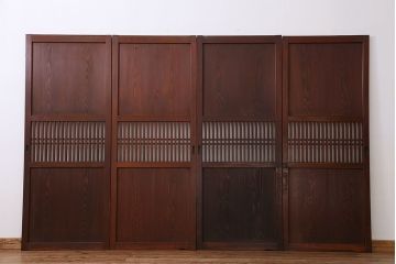 アンティーク　古いお家の幅のせまい格子帯戸　4枚セット