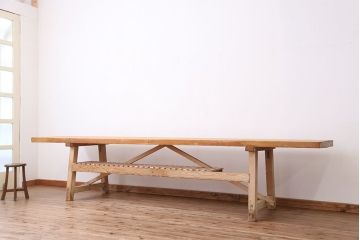 アンティーク家具　アンティーク　特大!天板無垢材一枚板幅3.6m　特大作業台(テーブル、陳列台)