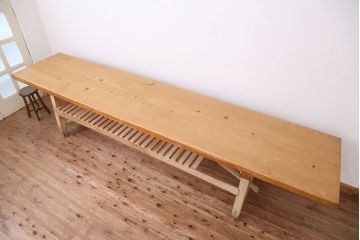 アンティーク家具　アンティーク　特大!天板無垢材一枚板幅3.6m　特大作業台(テーブル、陳列台)